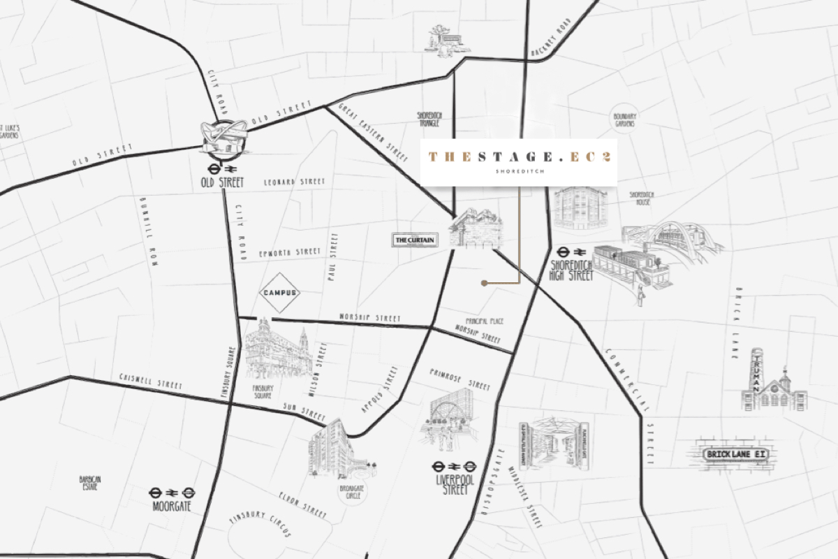 Map of Shoreditch, The Stage