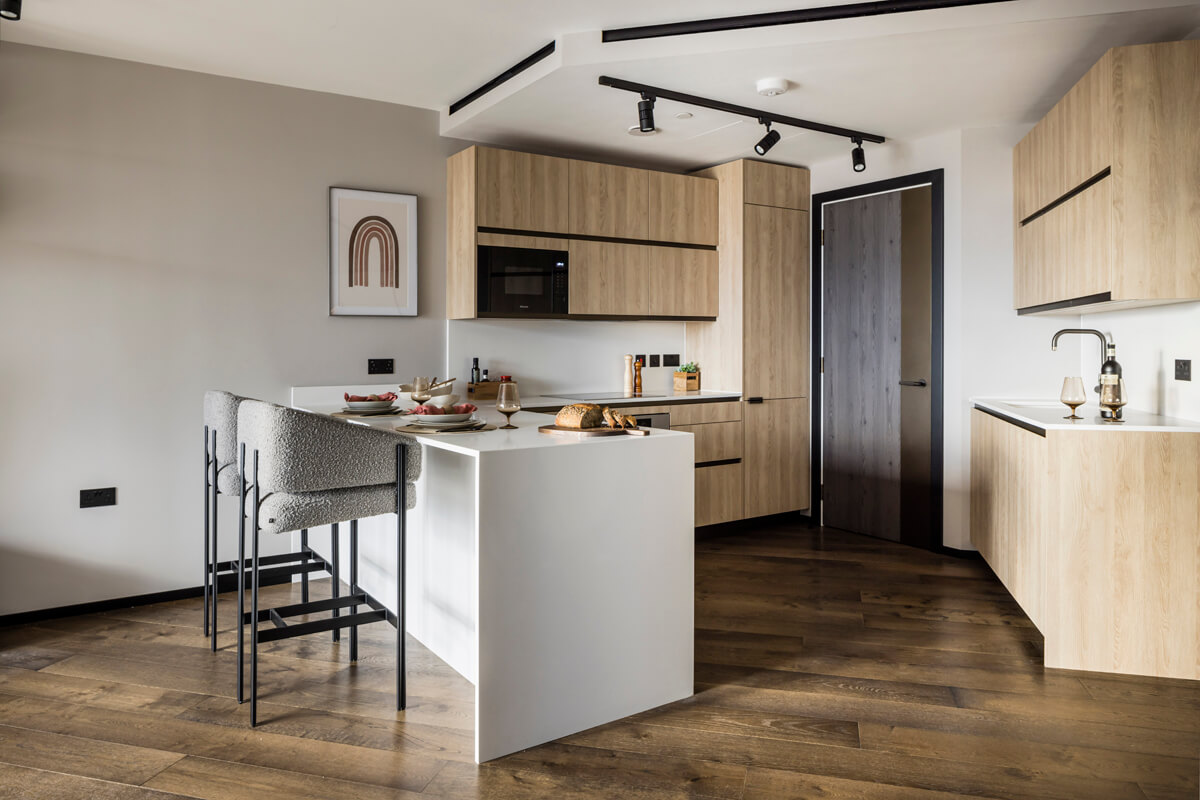 The Stage, Shoreditch, Luxury Two Bedroom Apartment. Kitchen.