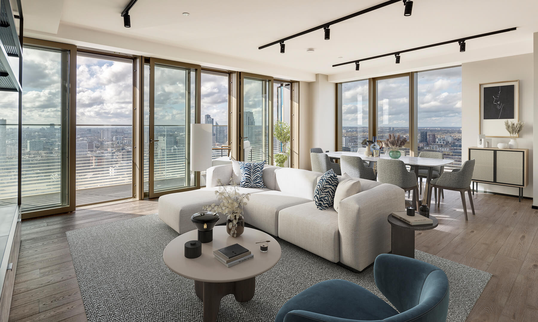 The Stage, Shoreditch. Two Bedroom, Luxury Apartment. Living Room.