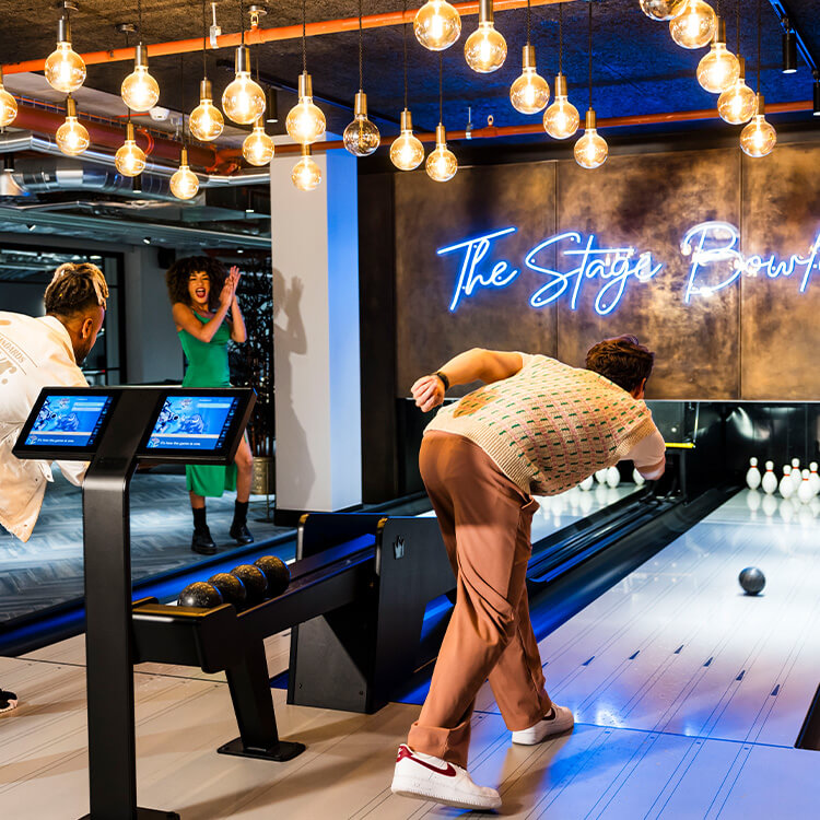 Residents bowling at The Stage Apartments in Shoreditch