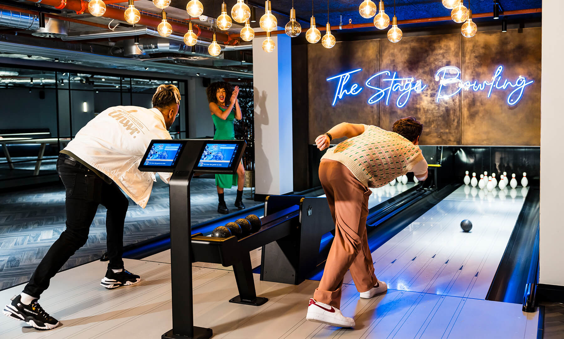 Residents bowling at The Stage Apartments in Shoreditch