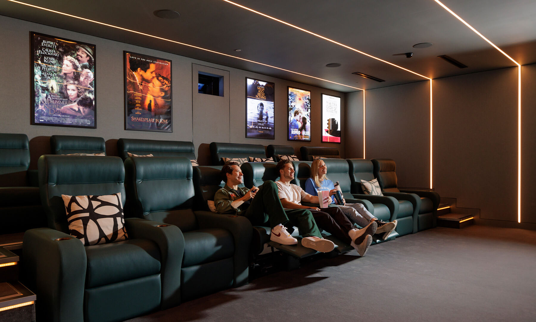 Residents in the cinema at The Stage Apartments in Shoreditch