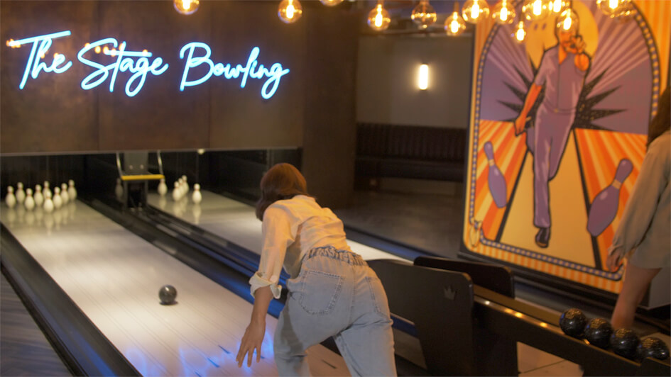 Person bowling at The Stage Bowling