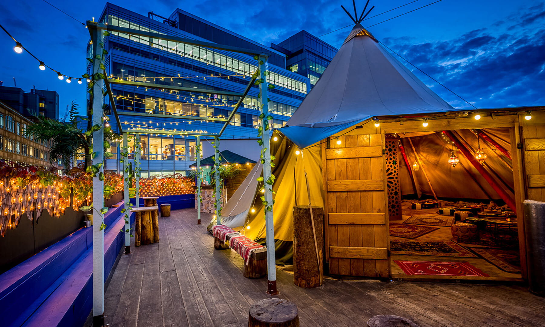 Queen of Hoxton's Moroccan rooftop medina at Christmas