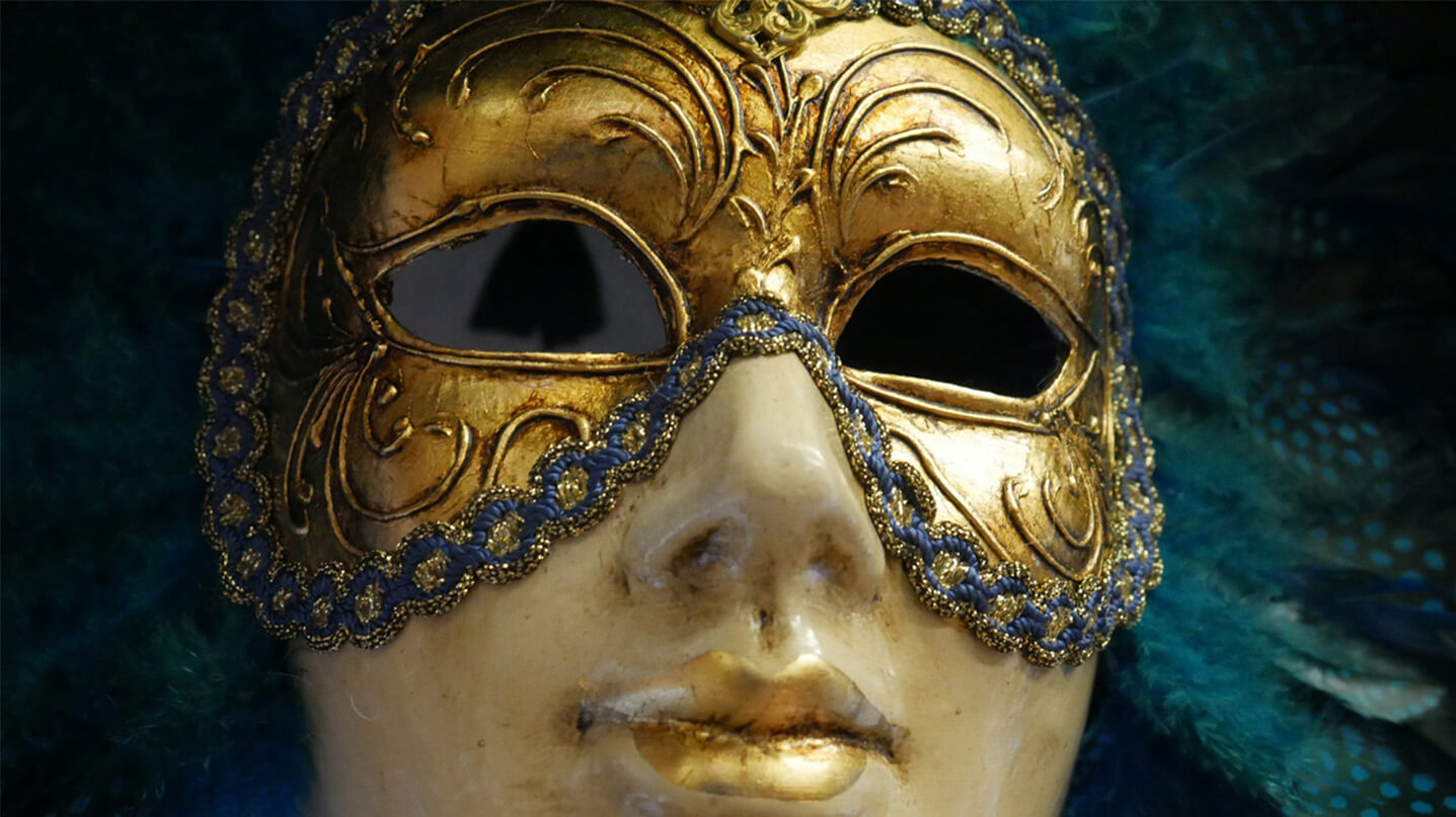 A close-up of a mask prop.
