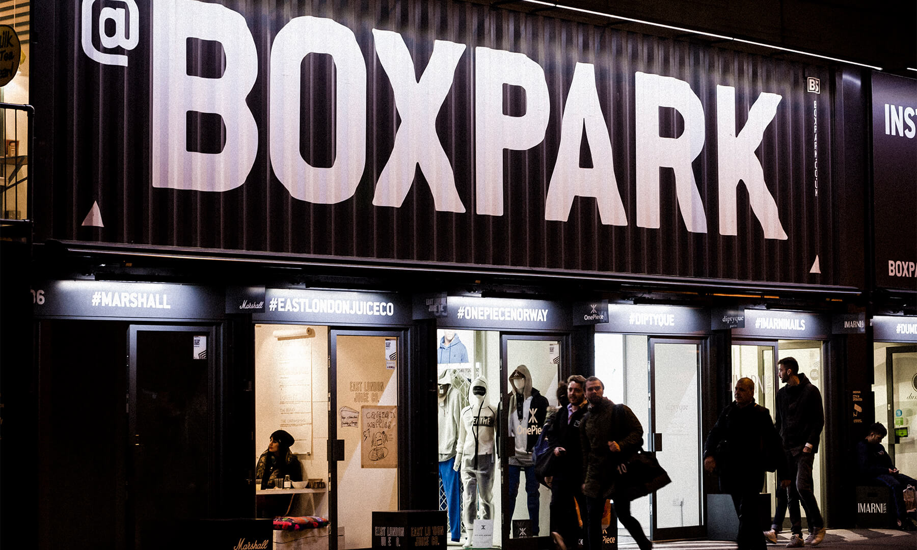 The exterior of Boxpark Shoreditch