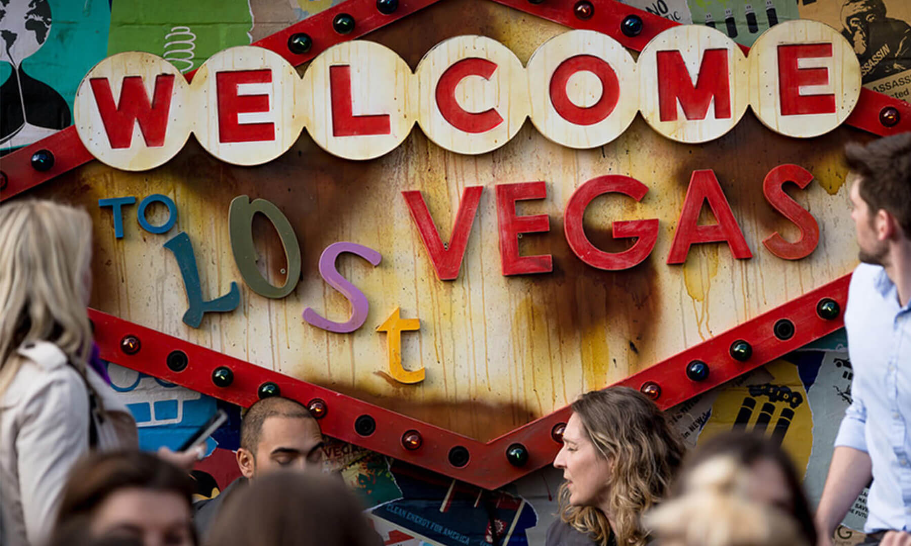 'Welcome to Lost Vegas' sign in Shoreditch