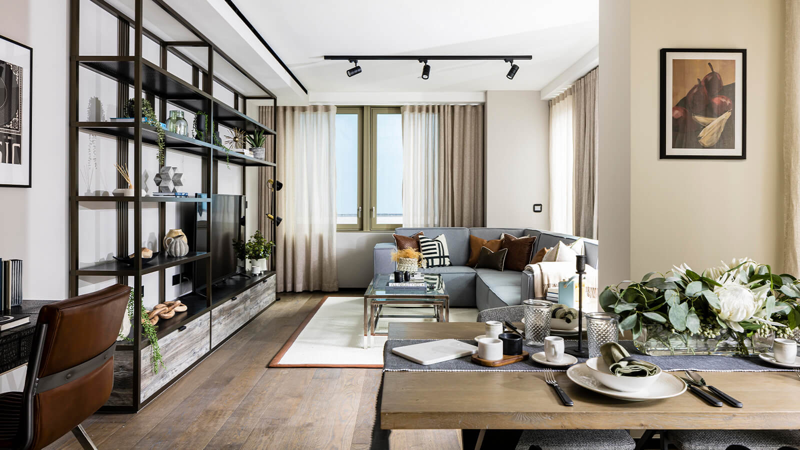 Open-plan living and dining room at a two-bedroom apartment at The Stage, ©Galliard Homes. Open-plan living and dining room at a two-bedroom apartment at The Stage, ©Galliard Homes.