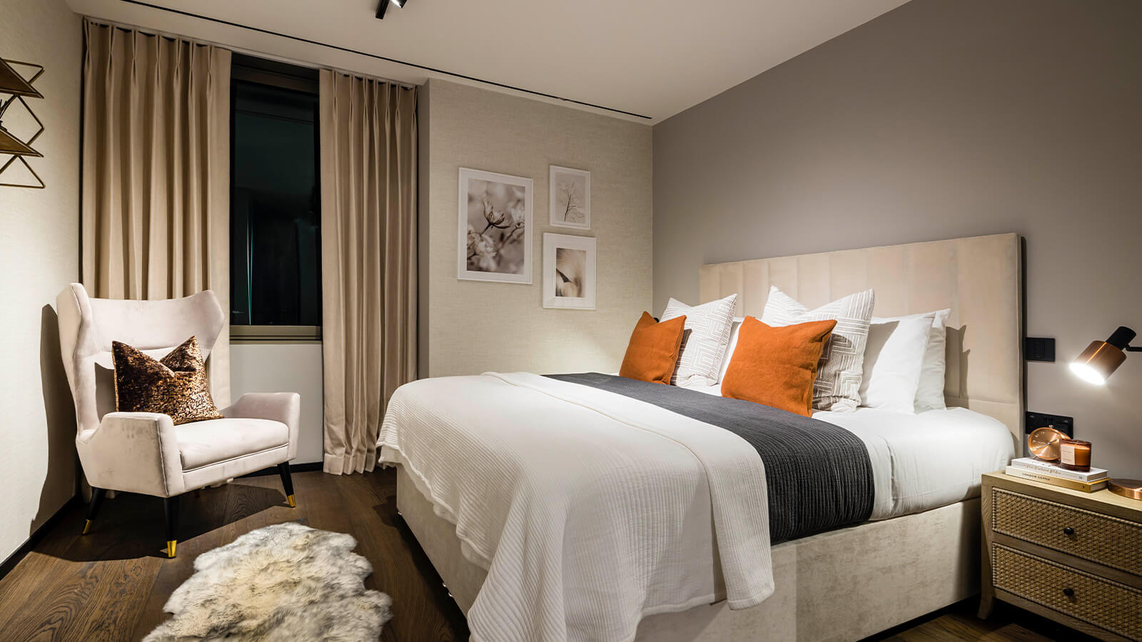 Bedroom of a one-bedroom apartment at The Stage, ©Galliard Homes. Bedroom of a one-bedroom apartment at The Stage, ©Galliard Homes.